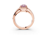 Rose gold Fancy Pink Radiant Cut Diamond Halo Ring with Split Shank Pavé Band and Four-Prong Setting_3