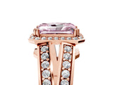 Rose gold Fancy Pink Radiant Cut Diamond Halo Ring with Split Shank Pavé Band and Four-Prong Setting_5