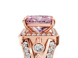 Rose gold Fancy Pink Radiant Cut Diamond Halo Ring with Split Shank and Bezel Accents and Four-Prong Setting_5