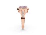 Rose gold Fancy Pink Radiant Cut Diamond Halo Ring with Split Shank and Bezel Accents and Prong Setting_2