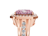 Rose gold Fancy Pink Radiant Cut Diamond Halo Ring with Split Shank and Bezel Accents and Prong Setting_5
