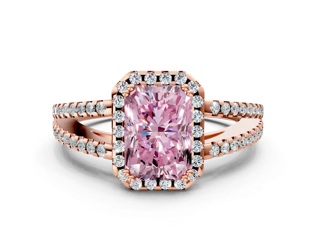 Rose gold Fancy Pink Radiant Cut Diamond Halo Split Shank Engagement Ring_39