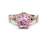 Rose gold Fancy Pink Radiant Cut Diamond  Halo Twist Band Solitaire Prong Setting Ring_24