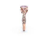 Rose gold Fancy Pink Radiant Cut Diamond  Halo Twist Band Solitaire Prong Setting Ring_26