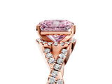 Rose gold Fancy Pink Radiant Cut Diamond  Halo Twist Band Solitaire Prong Setting Ring_29