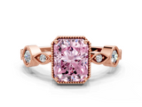 Rose gold Fancy Pink Radiant  Cut Diamond Milgrain Marquise Band with Prong Setting_3