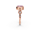 Rose gold Fancy Pink Radiant  Cut Diamond Milgrain Marquise Band with Prong Setting_5