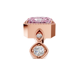 Rose gold Fancy Pink Radiant  Cut Diamond Milgrain Marquise Band with Prong Setting_8