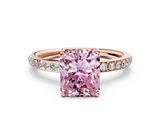 Rose gold Fancy Pink Radiant  Cut Diamond Pavé Band Ring with Four-Prong Setting_24