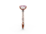 Rose gold Fancy Pink Radiant  Cut Diamond Pavé Band Ring with Four-Prong Setting_26