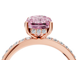 Rose gold Fancy Pink Radiant  Cut Diamond Pavé Band Ring with Four-Prong Setting_28