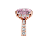 Rose gold Fancy Pink Radiant  Cut Diamond Pavé Band Ring with Four-Prong Setting_29