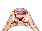 Rose gold Fancy Pink Radiant  Cut Diamond Pavé Band Solitaire with Four-Prong Setting_19