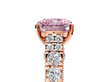 Rose gold Fancy Pink Radiant  Cut Diamond Pavé Band Solitaire with Four-Prong Setting_20