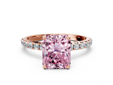 Rose gold Fancy Pink Radiant  Cut Diamond Pavé Band Solitaire with Four-Prong Setting_3