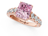 Rose gold Fancy Pink Radiant  Cut Diamond Pavé Band Solitaire with Four-Prong Setting_4