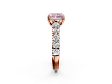 Rose gold Fancy Pink Radiant  Cut Diamond Pavé Band Solitaire with Four-Prong Setting_5