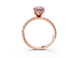 Rose gold Fancy Pink Radiant  Cut Diamond Pavé Band Solitaire with Four-Prong Setting_6