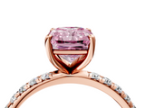 Rose gold Fancy Pink Radiant  Cut Diamond Pavé Band Solitaire with Four-Prong Setting_7