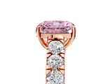 Rose gold Fancy Pink Radiant  Cut Diamond Pavé Band Solitaire with Four-Prong Setting_8