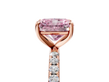 Rose gold Fancy Pink Radiant  Cut Diamond Pavé Band Solitaire with Four-Prong Setting_8