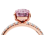 Rose gold Fancy Pink Radiant  Cut Diamond Pavé Band with Four-Prong Setting_40