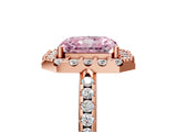 Rose gold Fancy Pink Radiant Cut Diamond Pavé Halo Ring with Four-Prong Setting_41