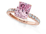 Rose gold Fancy Pink Radiant Cut Diamond Pavé Solitaire Engagement Ring with Four-Prong Setting_92