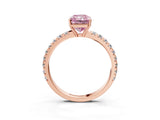 Rose gold Fancy Pink Radiant Cut Diamond Pavé Solitaire Engagement Ring with Four-Prong Setting_94
