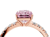 Rose gold Fancy Pink Radiant Cut Diamond Pavé Solitaire Engagement Ring with Four-Prong Setting_95