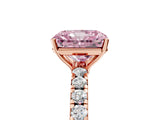 Rose gold Fancy Pink Radiant Cut Diamond Pavé Solitaire Engagement Ring with Four-Prong Setting_96