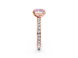 Rose gold Fancy Pink Radiant Cut Diamond Pavé Solitaire Ring with Round Band and Prong Setting_14