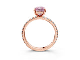 Rose gold Fancy Pink Radiant Cut Diamond Pavé Solitaire Ring with Round Band and Prong Setting_15