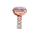 Rose gold Fancy Pink Radiant Cut Diamond Pavé Solitaire Ring with Round Band and Prong Setting_17