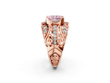 Rose gold Fancy Pink Radiant Cut Diamond Pave Art Deco Split Shank Ring with Four-Prong Setting_2