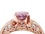 Rose gold Fancy Pink Radiant Cut Diamond Pave Art Deco Split Shank Ring with Four-Prong Setting_4