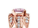Rose gold Fancy Pink Radiant Cut Diamond Pave Art Deco Split Shank Ring with Four-Prong Setting_5