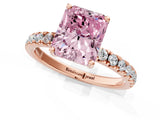 Rose gold Fancy Pink Radiant Cut Diamond Pave Band Solitaire Ring with Four-Prong Setting_59