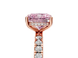 Rose gold Fancy Pink Radiant Cut Diamond Pave Band Solitaire Ring with Four-Prong Setting_63