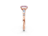 Rose gold Fancy Pink Radiant  Cut Diamond Ring with Baguette Side Stones, Channel Set Band, and Four-Prong Setting_26