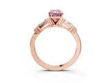 Rose gold Fancy Pink Radiant  Cut Diamond Ring with Baguette Side Stones, Channel Set Band, and Four-Prong Setting_27