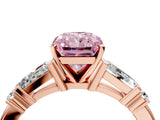 Rose gold Fancy Pink Radiant  Cut Diamond Ring with Baguette Side Stones, Channel Set Band, and Four-Prong Setting_28