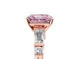 Rose gold Fancy Pink Radiant  Cut Diamond Ring with Baguette Side Stones, Channel Set Band, and Four-Prong Setting_29