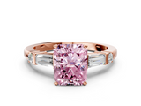 Rose gold Fancy Pink Radiant  Cut Diamond Ring with Baguette Side Stones, Channel Set Band, and Four-Prong Setting_3
