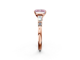 Rose gold Fancy Pink Radiant  Cut Diamond Ring with Baguette Side Stones, Channel Set Band, and Four-Prong Setting_5