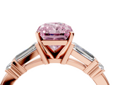 Rose gold Fancy Pink Radiant  Cut Diamond Ring with Baguette Side Stones, Channel Set Band, and Four-Prong Setting_7