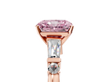 Rose gold Fancy Pink Radiant  Cut Diamond Ring with Baguette Side Stones, Channel Set Band, and Four-Prong Setting_8
