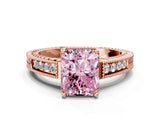 Rose gold Fancy Pink Radiant Cut Diamond Ring with Milgrain Pavé Band and Four-Prong Setting_19