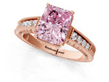 Rose gold Fancy Pink Radiant Cut Diamond Ring with Milgrain Pavé Band and Four-Prong Setting_20