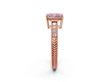 Rose gold Fancy Pink Radiant Cut Diamond Ring with Milgrain Pavé Band and Four-Prong Setting_21